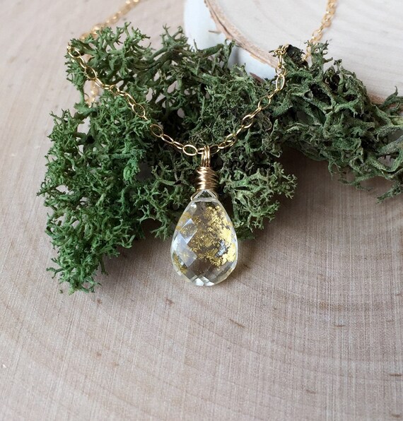 New OOAK Rock Crystal Quartz with 22K Gold Foil Flakes and