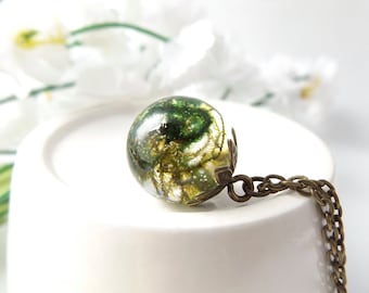 Terrarium necklace - little botanical orb with real moss - unique gift ideas, lovingly handmade in the UK by The Autumn Orchard