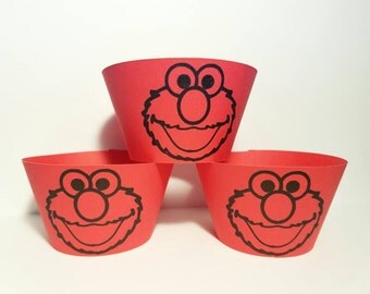 12 Elmo cupcake wrappers c red cupcake wrappers these are Sesame Street inspired