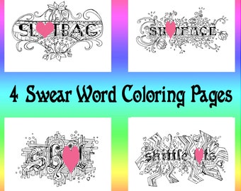 Adult Coloring Page Valentine s Day Curse swear sheet