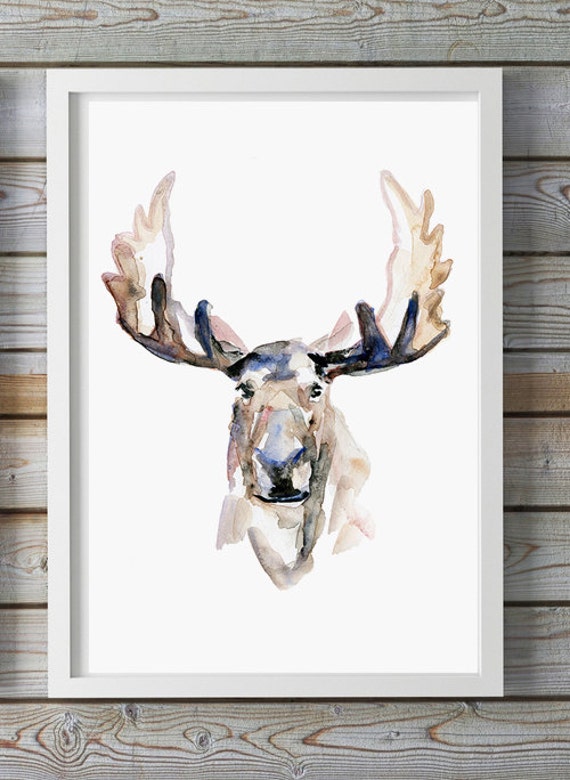 Moose Watercolor painting Giclee art print Moose painting