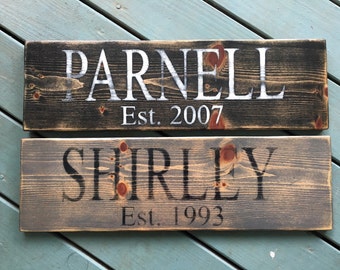 Last Name Sign\/Wedding\/Established by Yello