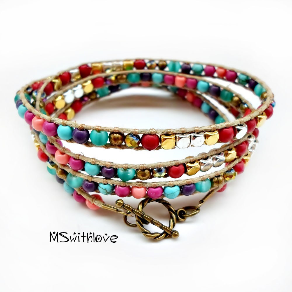 Bohemian wrap bracelet Colorful wrap bracelet Handmade