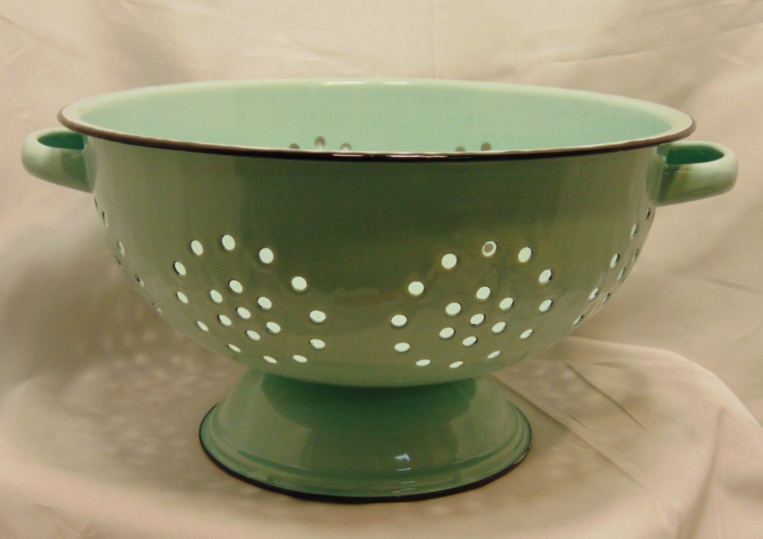 Colander Pale Blue Enameled Kitchen Cooking by BirdiesNestAntiques