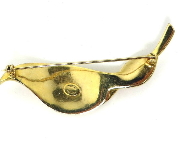 ON SALE! Hattie Carnegie Brooch, Vintage Gold Tone Curved Leaf Designer Signed Pin