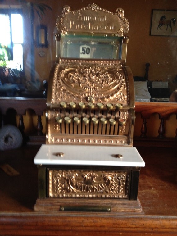 antique solid brass penny ncr 313 cash register by freeonsaturdays