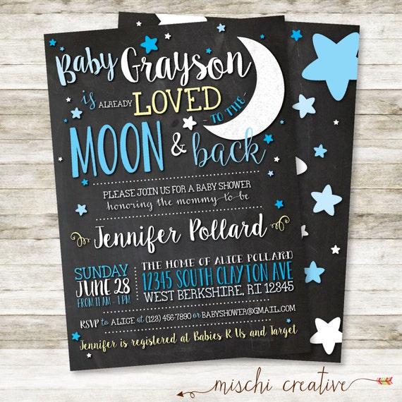 Love You To The Moon And Back Baby Shower Invitations 7