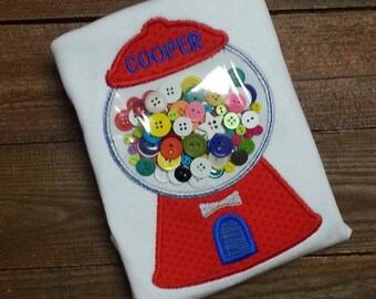 100 days of school shirt - Bubblegum Machine Applique Shirt - boys bubblegum shirt