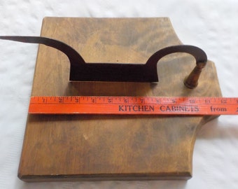 FATHER'S DAY Antique Tobacco Chopper Cutter Hand Forged Iron Blade Hard Wood Base Excellent Vintage Condition Herbs Flowers Potpourri