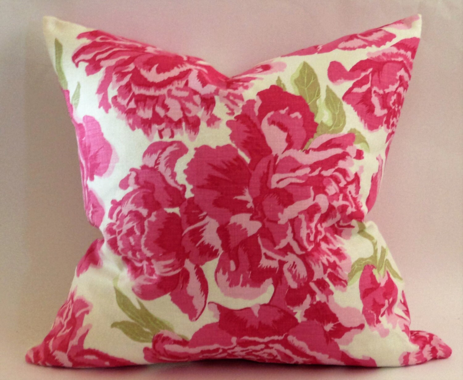 Peonies Pillow Cover in Hot Pink