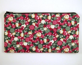 Colorful Button Zipper Pouch, Gadget Bag, Make Up Bag, Pencil Case