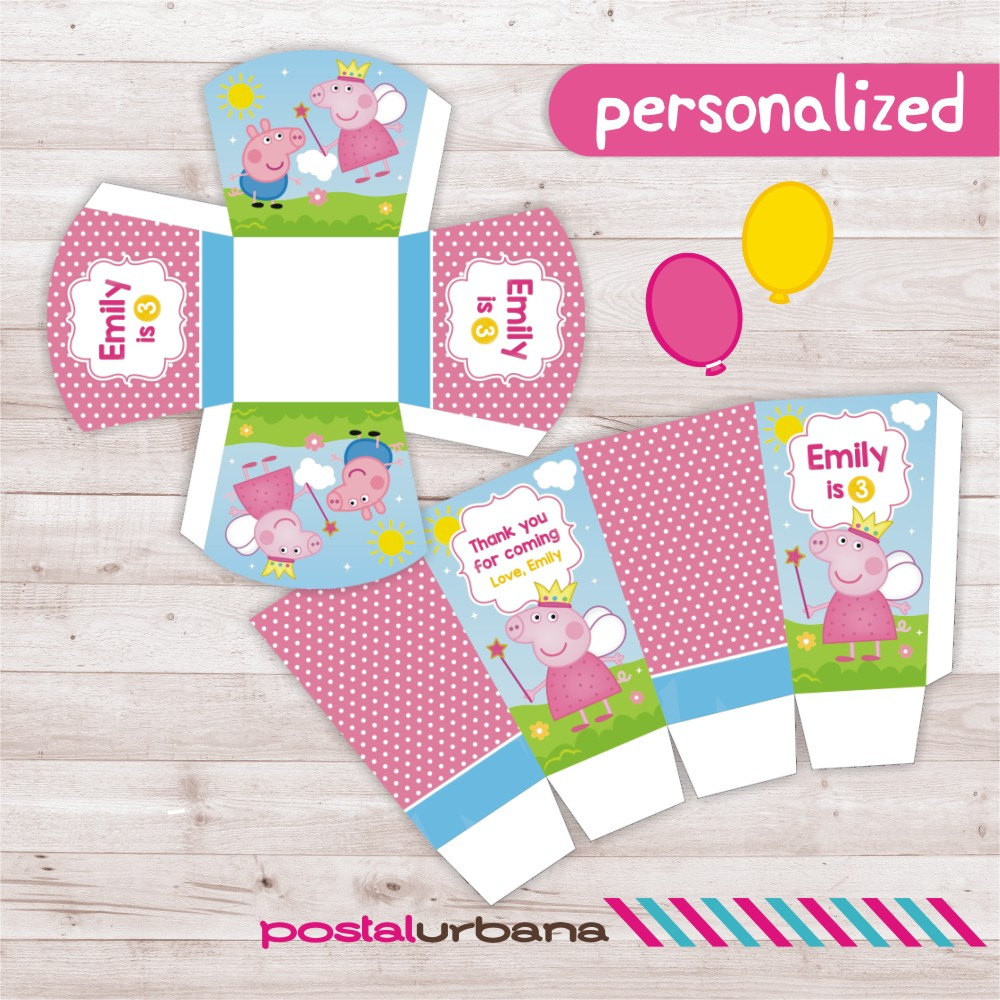 Peppa Pig popcorn box / Birthday Party Peppa Pig / Peppa Pig