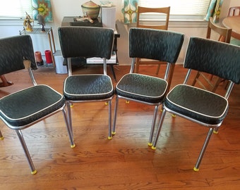 Vintage 1950s set of 4 Vinyl and Chrome Kitchen Chairs - NO DELIVERY - for Pickup Only in Maryland