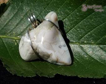 Ocean Jasper Pendant, Wire Wrapped Pendant, Silver Wire Jewelry, Jasper Pendant Necklace, Wire Jewelry