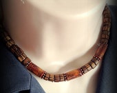 Men's wooden rondelle necklace with color changing beads, Gift for him, Men's Jewelry, Beaded Jewelry, Unique Jewelry, Beach Jewelry