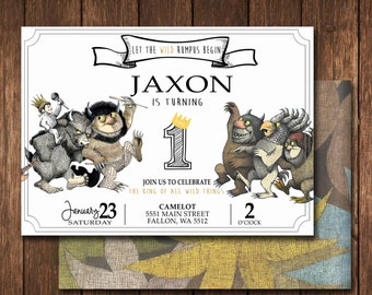 Where The Wild Things Are Invitation; digital file, printable