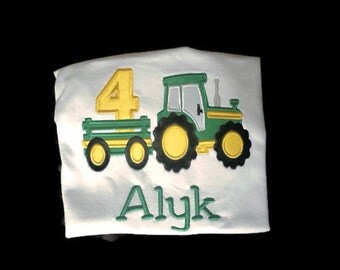 Personlized Tractor and Trailer Birthday Shirt