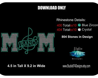Rhinestone Transfer Template Pattern Stencil - Band Mom - School Bling - Transfer - DIY - Sticky Flock - Marching - Music
