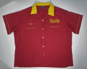 Vintage Hilton Bowling Shirt Florida State 70s 80s league 2XL 3XL maroon yellow FSU soft thin Dave name university college