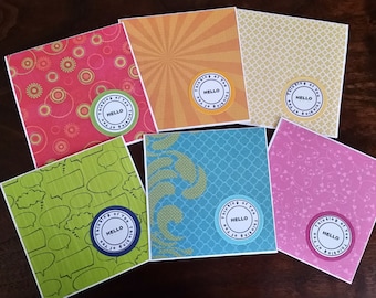 Thinking of You Mini Note Cards; Hello; Stationery Set; Inspirational Bright Colors