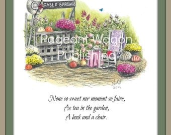 Limited Edition Art Print: Tea in the Garden from Fable Springs Parables