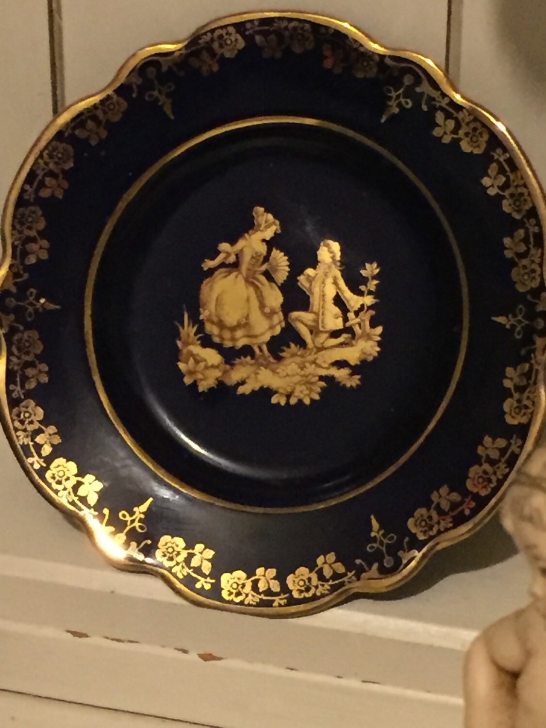 Cobalt Blue and Gold Gilt Limoges Porcelain trinket dish