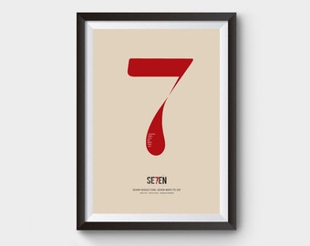 SE7EN seven - movie poster: A3 - 12x16" art, print, film, minimalist poster, retro print, brad pitt, david fincher, seven deadly sins,