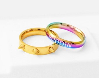 Harley Quinn Ring Stainless Steel, Puddin Ring, Spike Ring, Geek Engagement Ring, Couple Ring, Geekery Jewelry