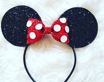 Glittery Minnie Mouse Ears Headband || Minnie Mouse Birthday || Minnie Mouse Headband || Minnie Ears