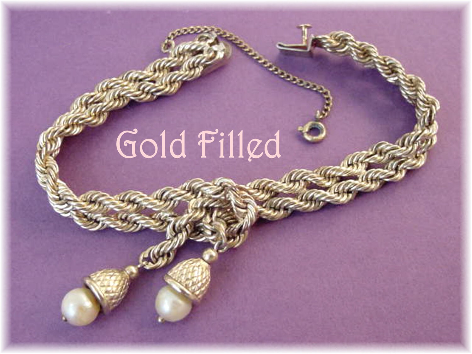 Twisted Rope Chain Bracelet Double Row 12K Gold Filled GF