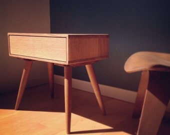 Oak Nightstand - Bedside Table - danish mid century modern - solid oak - dresser -scandinavian - chest of drawers - walnut
