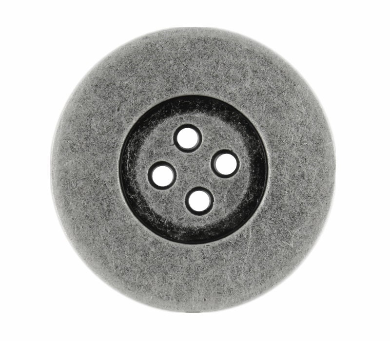 Large Antique Silver Metal Buttons 33mm 1 1/4 inch 4 pcs