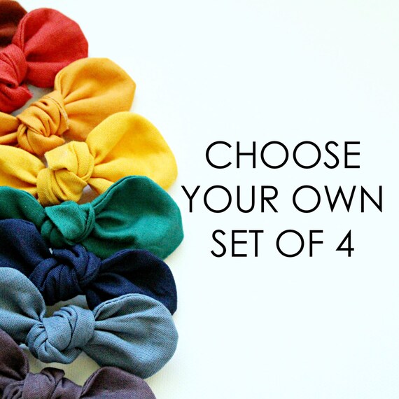 Set of 4 Knotty Gal Bows - CHOOSE YOUR OWN. Customized set of Baby Headbands or Clips