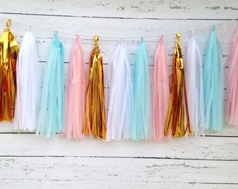 Gender Reveal Garland Kit Gender Reveal Banner, Gender Reveal Party, Boy or Girl, Gender Reveal favors Reveal ideas gender reveal tassels