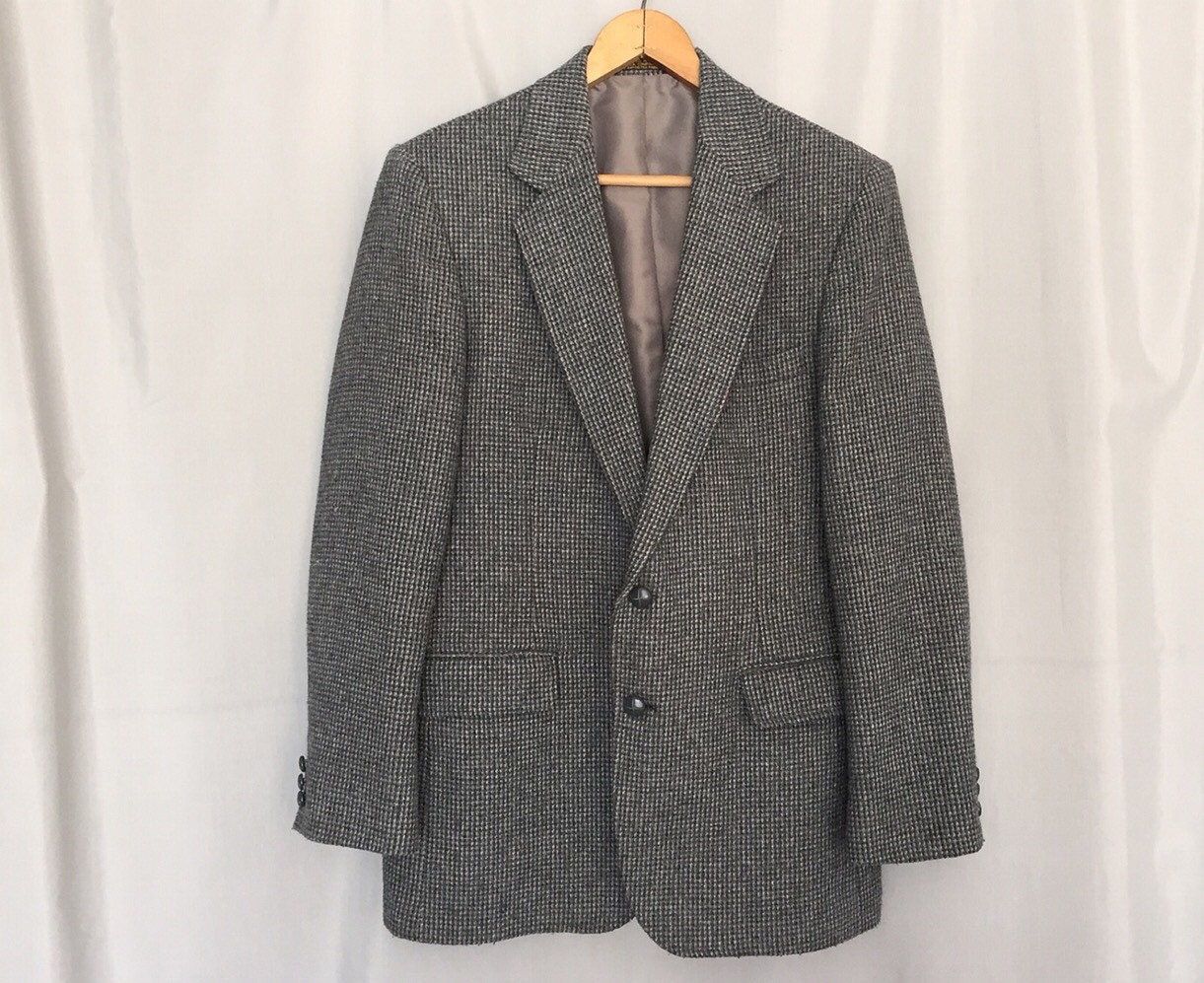 Gray Jacket Sport Coat Tweed by Haggar Men's by MidwestVintageShop