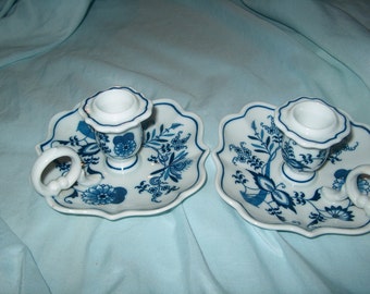 Pair of Blue Danube Japan Candleholders, WAS 30.00 - 20% = 24.00