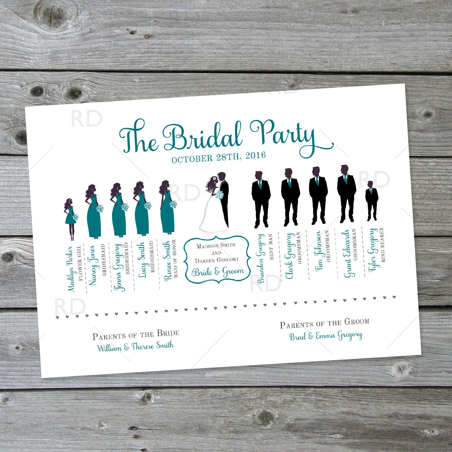 Bridal Party Silhouette Program PRINTABLE / Wedding Party