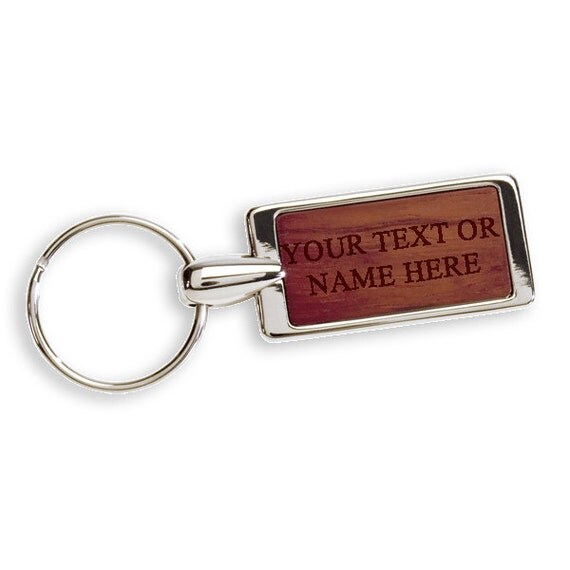 Rosewood Custom Engraved Key Chain Ring Keychain Personalize
