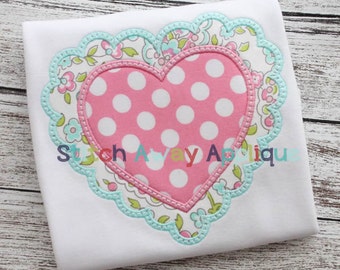 Scalloped Heart Valentines Machine Applique Design