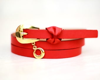 Free shipping! Leather belt, red belt, bow belt, belt for woman, red leather belt, red belt, belt, red bow belt, red waist belt