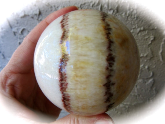 Rare Banded Red Calcite Crystal Sphere Ball 70mm 465g