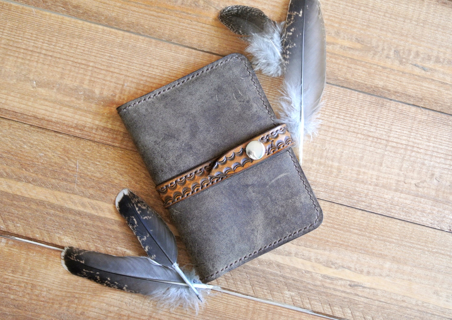 Leather boho passport cover