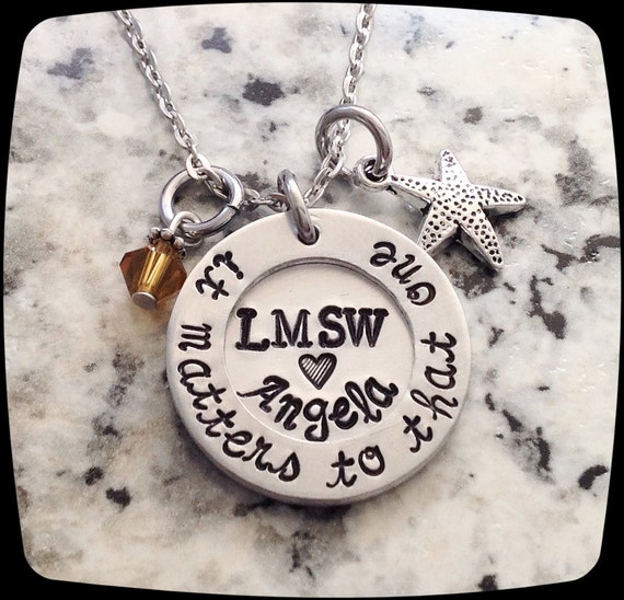 Social Worker Gift Counselor Gift lmsw Necklace by ThatKindaGirl