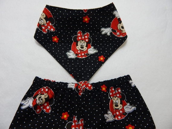 minnie mouse bloomer or shorts with matching bib bibdana bib