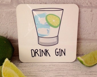 Drink gin coaster gift. Gin and tonic. G&T. Mum gift. Gin gift. Gin tonic gift