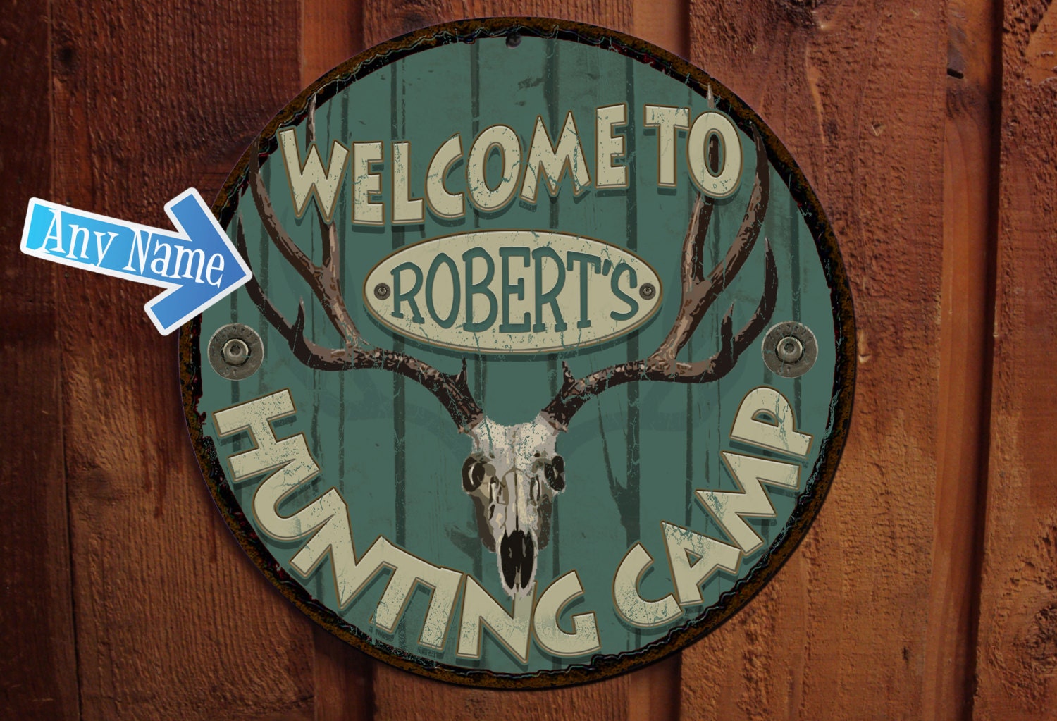 Vintage Hunting Camp Tin Sign Personalized