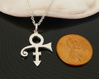 Tiny Sterling Silver Prince Necklace / Small Prince Symbol Necklace / Small Prince The Artist Necklace / Prince Singer Pendant Necklace