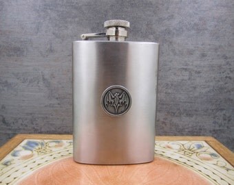 Stainless Steel Hip Flask with Bat Stamping