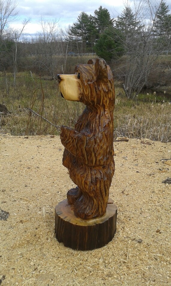 Brown Bear Cub Bear Cub Wood Carving Chainsaw Carving