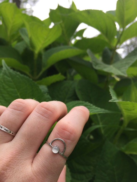 Sterling Moon Rise Ring Moonstone Ring by WolfAndWildflower